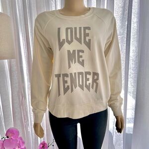 291 From Venice Sweat Shirt Love Me Tender Size 2 Crew Neck Off White